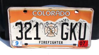 Colorado Firefighter License Plate Fire Fighter Ems 321 Gku
