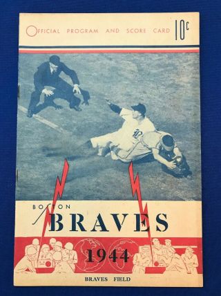 1944 Boston Braves Vs St Louis Cardinals Baseball Program Scorecard Stan Musial