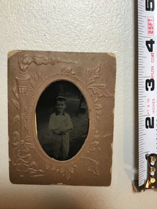 19th Century Child In Baseball Uniform Tin Type Tintype