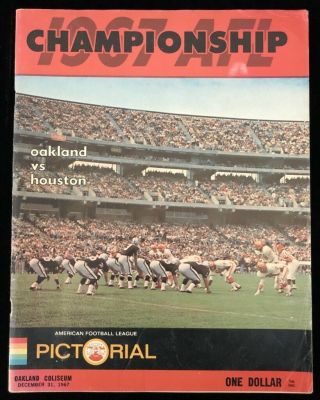 1967 Afl Championship Football Program - Houston Oilers @ Oakland Raiders