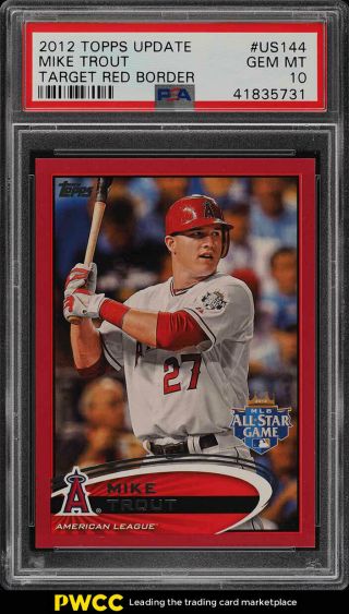 2012 Topps Update Target Red Border Mike Trout Rookie Rc Us144 Psa 10 (pwcc)