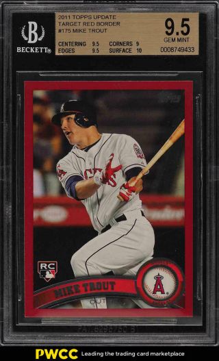 2011 Topps Update Target Red Border Mike Trout Rookie Rc Bgs 9.  5 Gem (pwcc)