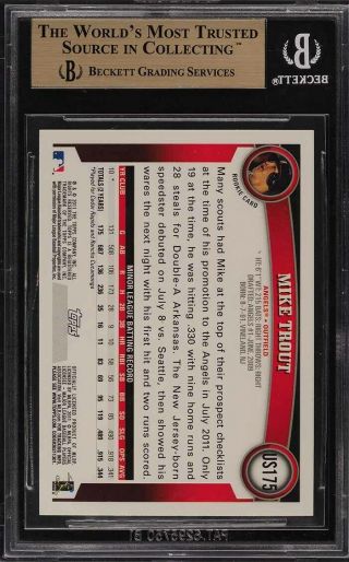 2011 Topps Update Target Red Border Mike Trout ROOKIE RC BGS 9.  5 GEM (PWCC) 2
