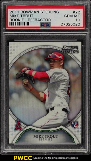 2011 Bowman Sterling Refractor Mike Trout Rookie Rc /199 22 Psa 10 Gem (pwcc)