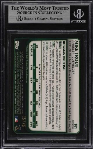 2011 Bowman Chrome Orange Refractor Mike Trout ROOKIE RC 25/25 101 BGS 9 (PWCC) 2