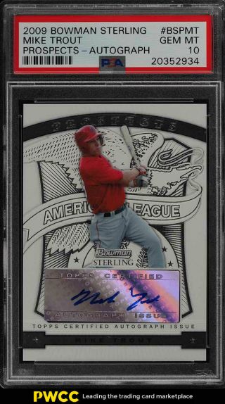 2009 Bowman Sterling Prospects Mike Trout Rookie Rc Auto Psa 10 Gem (pwcc)
