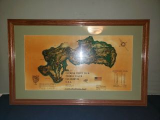 Vintage 1968 Cypress Point Club Pebble Beach Map J.  P.  Izatt Framed