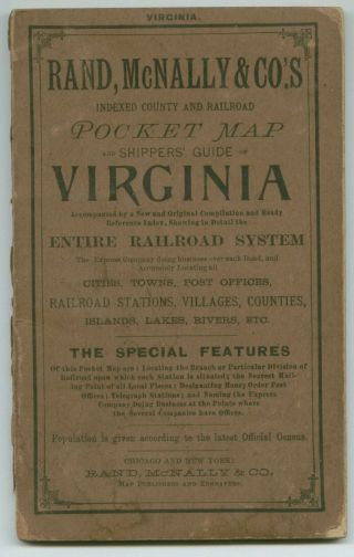 1899 Virginia Rand Mcnally Pocket Map Of Entire Railroad System With Foldout Map