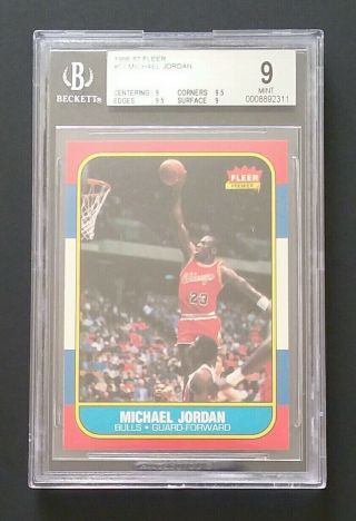 1986 - 87 Fleer Michael Jordan Rookie Card Bgs 9