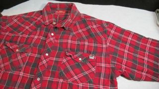 Red Plaid Flannel Pearl Snap Down Mccormick Farmall Ih Tractor 3xlt Shirt
