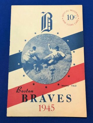 1945 Boston Braves Vs York Giants Baseball Program Scorecard Mel Ott Hr