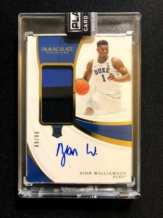 Zion Williamson 2019 - 20 Immaculate 2 - Color Patch Rc Rpa Rookie Auto 09/99