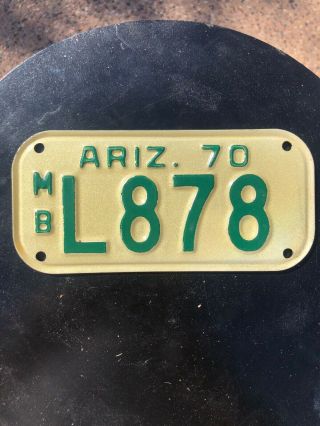 Vtg 1970 Arizona Motorcycle License Plate Mb L878 Nos