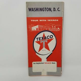 Vintage 1950s Texaco Metropolitan Washington Dc Touring Map Street Road Guide