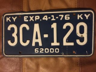 1976 Kentucky Vehicle License Plate - Ky - Vintage - Tag - 3ca - 129 - 62000