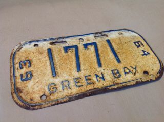Vintage 1963/64 Greenbay Metal Bicycle License Plate