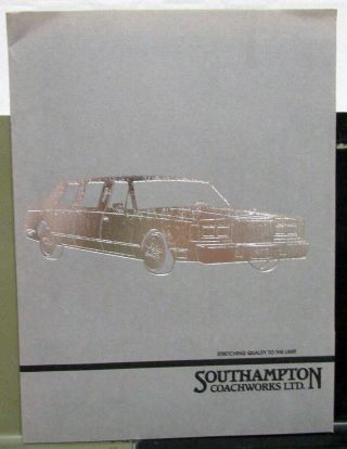1986 Southampton Coachworks Ltd Stretched Limousine Conversion Sales Folder Limo