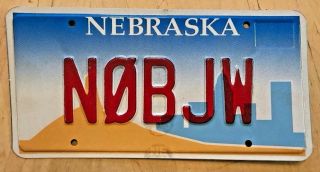 Nebraska Amateur Ham Radio Operator License Plate " No Bjw " Ne