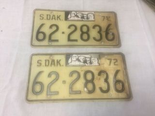1972 Matched Pair Union County South Dakota Truck License Plates