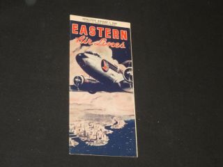 Vintage 1943 Eastern Air Lines Route Ticket Price Time Schedule Timetable