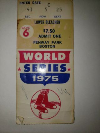 1975 World Series Game 6 Ticket Carlton Fisk 12th Inning Hr.  Red Sox,  Reds
