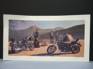 1980 AMF Harley Davidson Camping Scene Motorcycle Poster Martin Hoffman Promo Ad 2