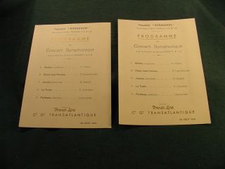 Two 1936 Trip Souvenirs French Line Normandie Concert Programs Ocean Liner Bt61