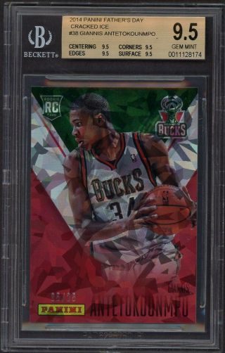 2013 - 14 Giannis Antetokounmpo Panini Fathers Day Cracked Ice Bgs 9.  5 True Gem