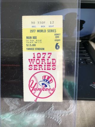 1977 World Series Game 6 Ticket Reggie Jackson 3 Home Runs Yankees Win Ws Title