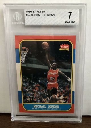 1986 - 1987 Fleer Michael Jordan Rookie 57 Basketball Card Bgs 7