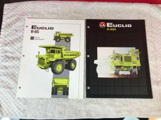2 Rare Clark Michigan Euclid R85 & A464 Dump Trucks Dealer Brochures