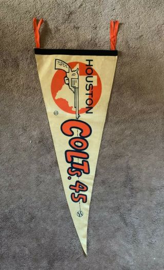 Circa 1962 Houston Colt 45s Pennant With Incorrect Team Name: " Colts.  45 "