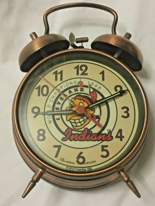 Vintage Style Cleveland Indians 1948 World Series Champ Bulova Clock Chief Wahoo