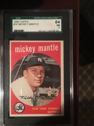 1959 Topps Mickey Mantle 10 Sgc 84 (7) Nm High End Card Ny Hof