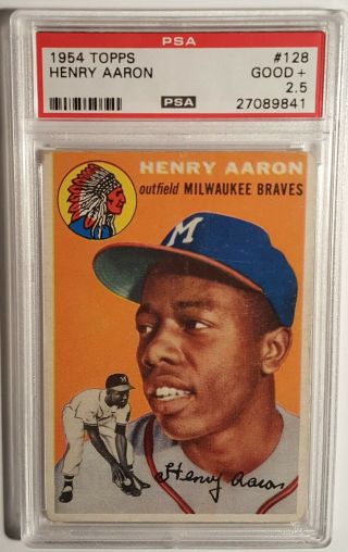 1954 Topps 128 Hank Aaron (hof) Rookie Rc Psa 2.  5 Good,  Milwaukee Braves Legend
