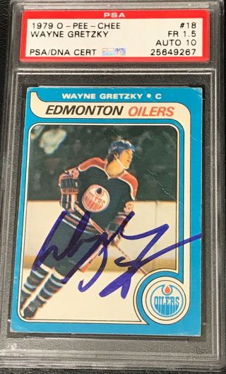 1979 O - Pee - Chee Wayne Gretzky Rookie Rc Autographed Signed Psa 1.  5 W/10 Auto