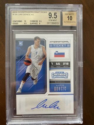 2018 - 19 Panini Contenders Draft Ticket Luka Doncic Rookie Rc Auto Bgs 9.  5 Sub 10