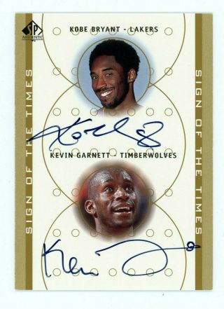 2000 - 01 Sp Authentic Kobe Bryant Kevin Garnett Sign Of The Times Dual Auto Rare