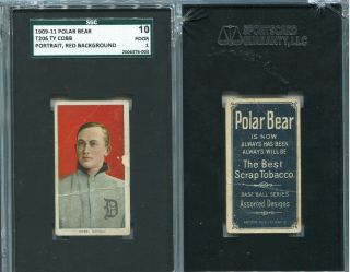 T206 Ty Cobb Red Portrait Sgc 10 Polar Bear Color And Image