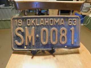 Vintage 1963 Oklahoma Car Tag Sm - 0081