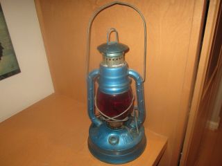 Vintage Blue Dietz W/ruby Red Glass Globe - Nr
