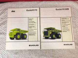2 Rare Clark Michigan Euclid R170 R130 Dump Truck Dealer Sales Brochures