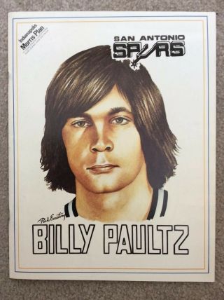 Aba Billy Paultz (san Antonio Spurs) Indiana Pacers Game Program 1975 - 1976