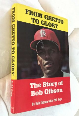 1968 Baseball From Ghetto To Glory Bob Gibson Signed St.  Louis Cardinals Hb Dj