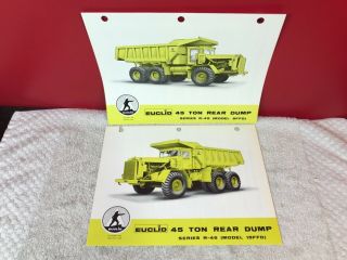2 Rare Clark Michigan Euclid Rear 45 Ton Dump Truck Dealer Sales Brochures