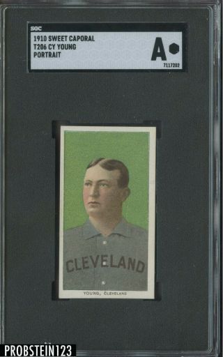 T206 Cy Young Cleveland Hof Portrait Sweet Caporal 350 Subjects Sgc Sharp