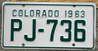 1963 Green On White Colorado Motorcycle License Plate Pj = Arapahoe County