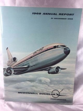 1968 Mcdonnell Douglas Corp Annual Report W Dc - 10 On Cover