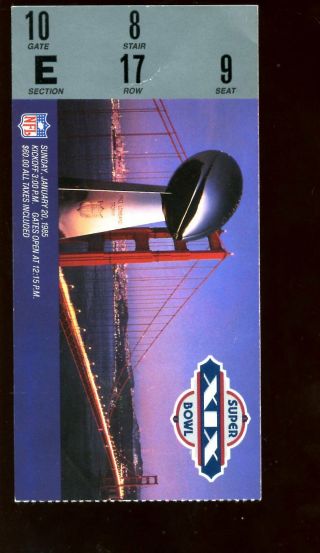 1985 Nfl Bowl 19 Ticket Stub San Francisco 49 