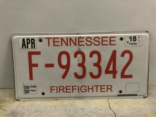 Tennessee Firefighter License Plate
